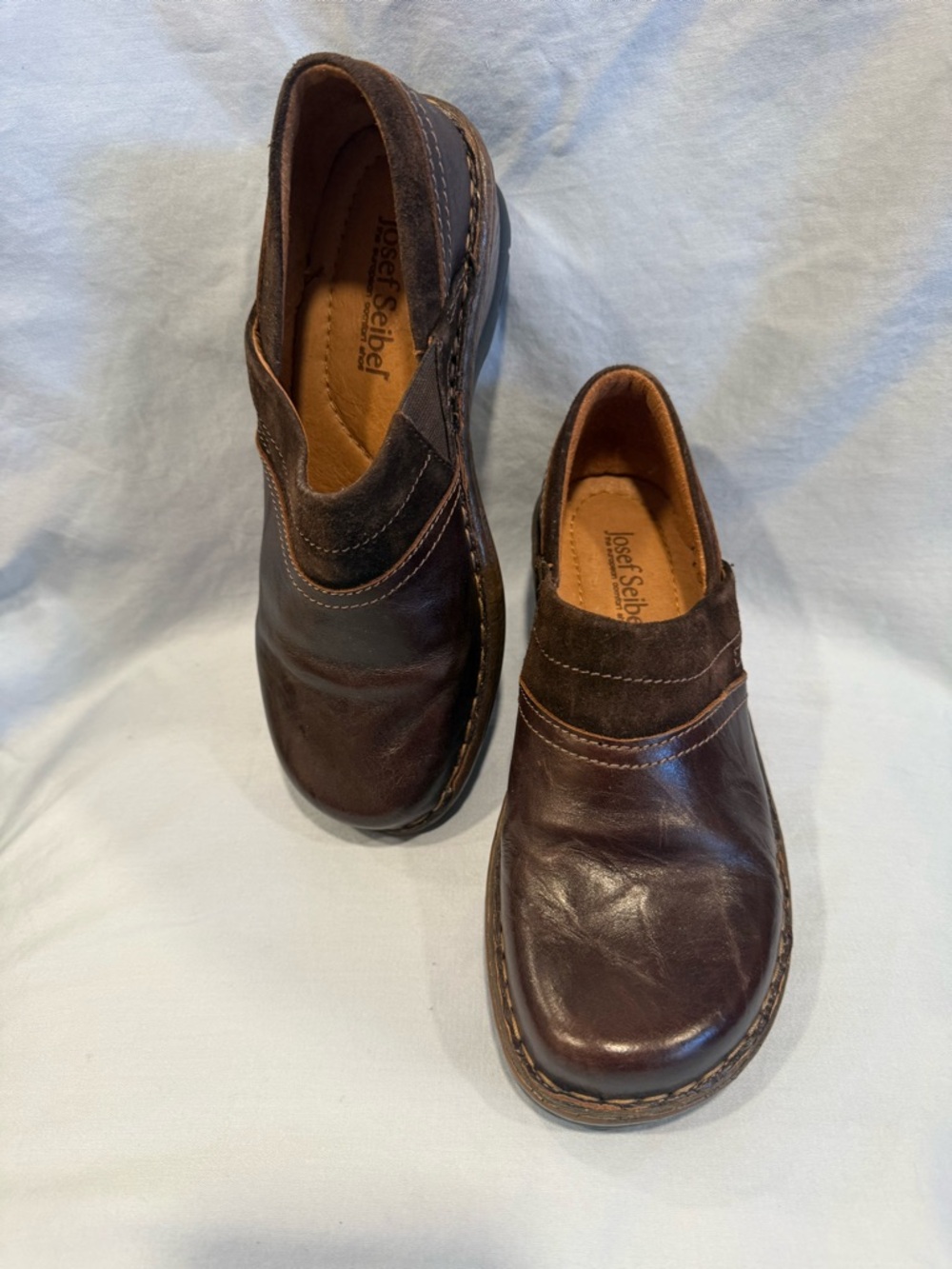 Josef Seibel Men's Dark Brown Leather Slip-On Loafers